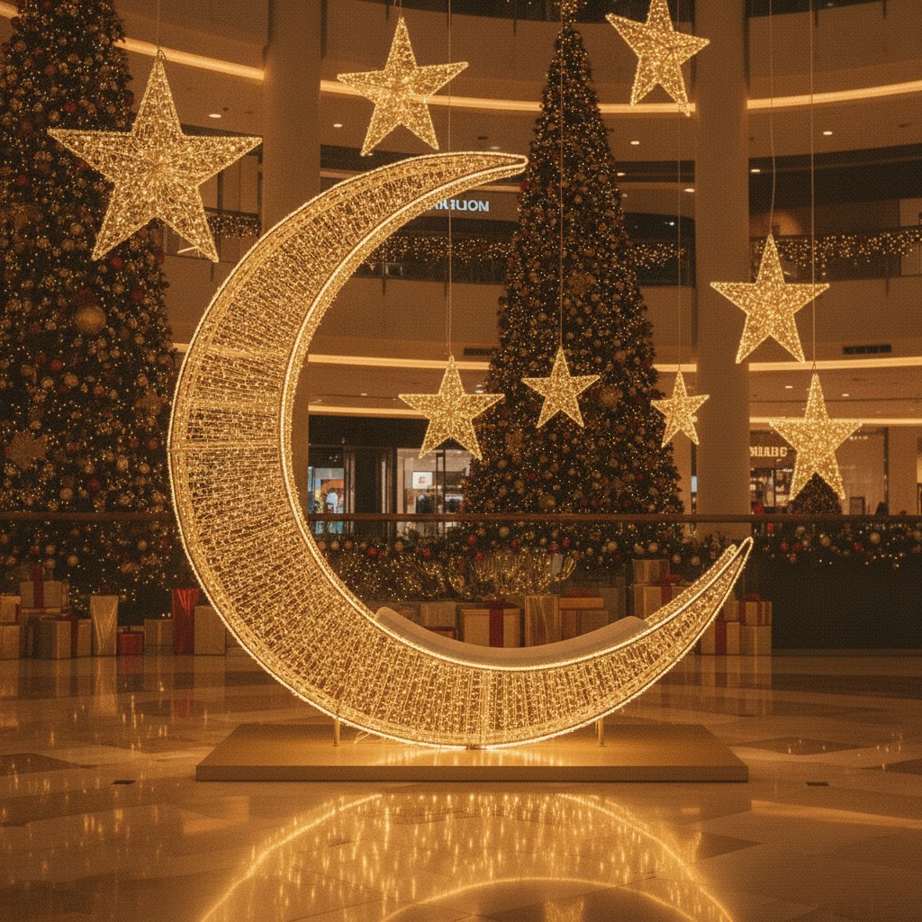 Lua encantada iluminada com estrelas
